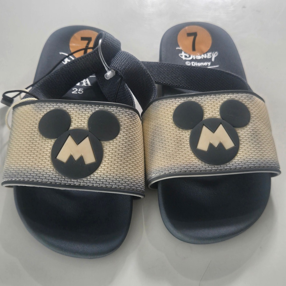 Zara Kids Disney Mickey Mouse Slides Sandals Size 7 Toddler EU 25 NWOB Strap